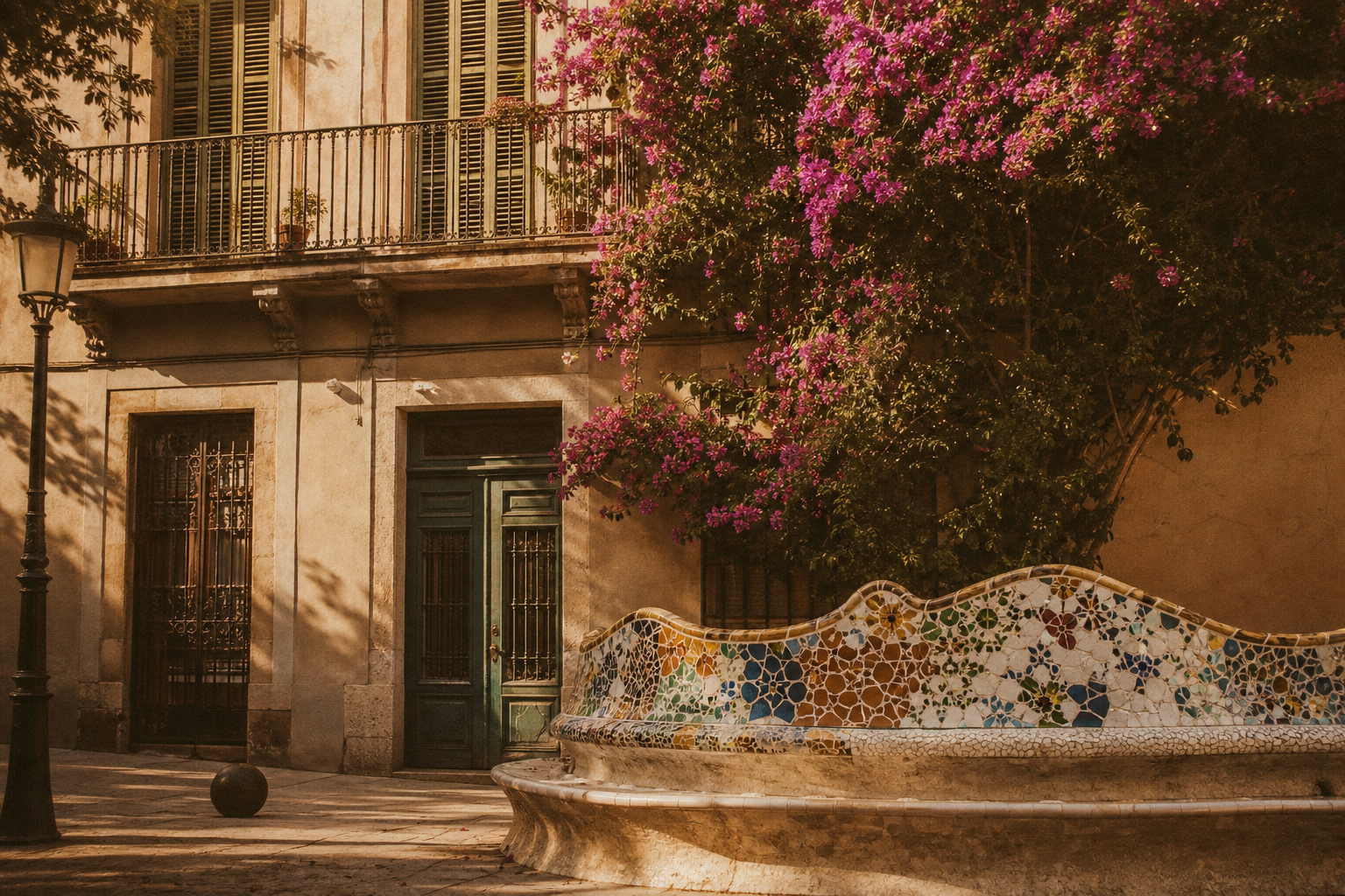 Barcelona vintage scene